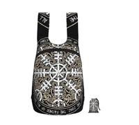 ZhaoYuGoods helm of awe Print Foldable Backpack 16L Rucksack | Packable Lightweight Reusable Shopping Backpack for Travel Commute and Day Trips