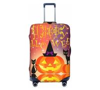 ZhaoYuGoods Luggage Cover for Suitcase, Anti-Scratch Protector, Black, Happy Halloween Pumpkin and Cat Pattern, Size S