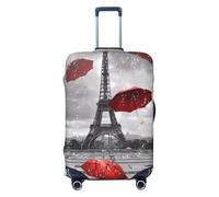 ZhaoYuGoods Luggage Cover with Anti-Scratch Protection, Black, Large, Eiffel Tower with Red Umbrella Pattern