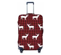 ZhaoYuGoods Luggage Cover with Buffalo Plaid Deer Pattern, Anti-Scratch Suitcase Protector, S