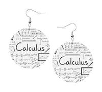 ZhaoYuGoods Math Geometry Geek Calculus Round Earrings in PVC Leather | Print Lightweight Circle Drop Earrings with Silver-Plated 925 Hooks
