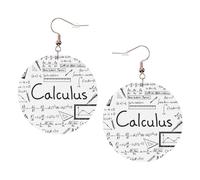 ZhaoYuGoods Math Geometry Geek Calculus Round Earrings in PVC Leather | Print Lightweight Circle Drop Earrings with Silver-Plated 925 Hooks