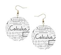 ZhaoYuGoods Math Geometry Geek Calculus Round Earrings in PVC Leather | Print Lightweight Circle Drop Earrings with Silver-Plated 925 Hooks