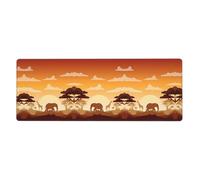 ZhaoYuGoods Mouse Pad, Polyester, Elephant and Giraffe in The Sunset, African Safari Sunset Theme, One Size