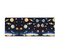 ZhaoYuGoods Mouse Pad, Polyester, Saturn Jupiter Earth Space Theme, Extended Gaming Desk Mat with Stitched Edges