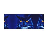 ZhaoYuGoods Mouse Pad, Polyester with Rubber Base, Blue Owl Design, Extended Gaming Desk Mat