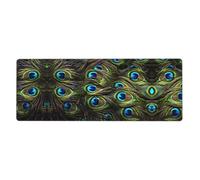 ZhaoYuGoods Mouse Pad, Polyester with Rubber Base, Peacock Feather Pattern, Full-Width Printing, One Size