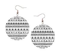 ZhaoYuGoods Native American Patterns Round Earrings in PVC Leather | Print Lightweight Circle Drop Earrings with Silver-Plated 925 Hooks