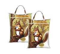 Zhaoyugoods Nut-Eating Squirrel Printed Travel Laundry Bag, Dirty Clothes Bag With Zip And Handle, Large Wash Bag For Suitcase Gym Camping And Trips