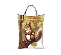 Zhaoyugoods Nut-Eating Squirrel Printed Travel Laundry Bag, Dirty Clothes Bag With Zip And Handle, Large Wash Bag For Suitcase Gym Camping And Trips