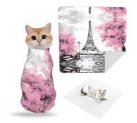 ZhaoYuGoods Oil Painting Paris Eiffel Tower Pet Grooming Wrap Mat | Soft Self-Adhesive Pet Wrap Cloth For Grooming, Travel Packing, Home Care, And Daily Pet Routines