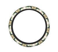 ZhaoYuGoods Oriental Peacock on Flower Tree Printed Steering Wheel Cover, Universal Elastic Stretch Fit for Cars, Trucks, SUVs, Non-Slip Grip Colorful Auto Accessory