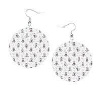 ZhaoYuGoods Owl Tree Branches Round Earrings in PVC Leather | Print Lightweight Circle Drop Earrings with Silver-Plated 925 Hooks