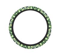 ZhaoYuGoods Palm Tree Green Leaves Printed Steering Wheel Cover, Universal Elastic Stretch Fit for Cars, Trucks, SUVs, Non-Slip Grip Colorful Auto Accessory