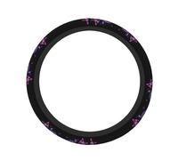 ZhaoYuGoods Pink Purple Butterfly Printed Steering Wheel Cover, Universal Elastic Stretch Fit for Cars, Trucks, SUVs, Non-Slip Grip Colorful Auto Accessory