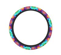 ZhaoYuGoods Rainbow Geometric Printed Steering Wheel Cover, Universal Elastic Stretch Fit for Cars, Trucks, SUVs, Non-Slip Grip Colorful Auto Accessory