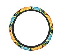 ZhaoYuGoods Rainbow Rose Flower Printed Steering Wheel Cover, Universal Elastic Stretch Fit for Cars, Trucks, SUVs, Non-Slip Grip Colorful Auto Accessory