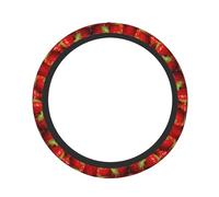 ZhaoYuGoods Red Strawberry Fruit Printed Steering Wheel Cover, Universal Elastic Stretch Fit for Cars, Trucks, SUVs, Non-Slip Grip Colorful Auto Accessory