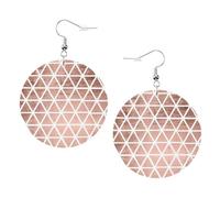 ZhaoYuGoods Rose Gold Pattern Backgrounds Round Earrings in PVC Leather | Print Lightweight Circle Drop Earrings with Silver-Plated 925 Hooks