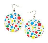 ZhaoYuGoods Twister Polka Dots Round Earrings in PVC Leather | Print Lightweight Circle Drop Earrings with Silver-Plated 925 Hooks