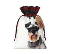 ZhaoYuGoods Well-behaved schnauzer Christmas Drawstring Gift Bag, Reusable Bags for Gifts, Holiday Presents with Tag