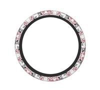 ZhaoYuGoods White Watercolor Floral Rose Printed Steering Wheel Cover, Universal Elastic Stretch Fit for Cars, Trucks, SUVs, Non-Slip Grip Colorful Auto Accessory