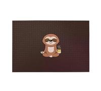 ZhaoYuGoods Yoga Sloth Coffee 1000-Piece Jigsaw Puzzle for Adults, Premium Wooden Challenging Horizontal Puzzles with Photo Reference for Mind Relaxation & Home Décor, 50cm x 75cm