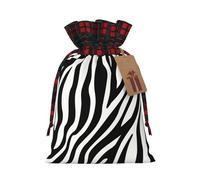 ZhaoYuGoods Zebra fine lines Christmas Drawstring Gift Bag, Reusable Bags for Gifts, Holiday Presents with Tag