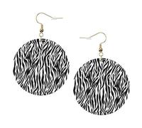 ZhaoYuGoods Zebra Print Round Earrings in PVC Leather | Print Lightweight Circle Drop Earrings with Silver-Plated 925 Hooks