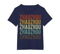 Zhaozhou City China Retro T-Shirt, Women's Plus, Navy Blue, 6X