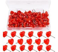 ZHAPEG 100 Pcs/Box Heart Push Pins Map Tacks Decorative Pushpins Poster Pins Notice Board Pins for World Map Fabric Marking