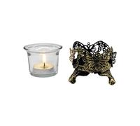 ZHAPEG Vintage Carved Iron Votives Tealight Candle Holder with Glass Cup for Wedding Centerpieces Home Decors Antique Styles