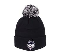 ZHATS Connecticut Huskies UCONN Navy Cuff Beanie Hat with Pom - NCAA Cuffed Winter Knit Beanie Toque Hat