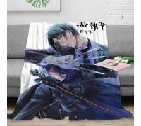 ZHATWU Black Butler Anime 3D Digital Print Flannel, Ultra Soft Micro Fleece Blanket, Easy Care Blanket for Bedroom, Sofa, Blanket, for Children, Adults (200 x 200 cm) (01, 150 x 200 m)