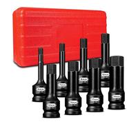 zhax 1/2 Inch Drive Impact Allen Socket Set, 6 mm-19 mm Metric Hex Bit Socket, 8-Piece, Master Impact Grade Cr-Mo Steel With Heavy Duty Storage Case