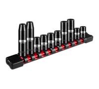 ZHAX 10 Piece 1/4" & 3/8" Drive 10mm impact Socket Set, Deep & Shallow, Black phosphated surface, 6 Point & 12 Point, CR-MO Steel