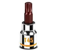 ZHAX T45 Torx Bit Socket 3/8 Inch Drive, Yellow Clear Embossed & Painted Mark Star Socket, Full Polished, Premium S2 Alloy & Cr-V Steel, Made for Repair