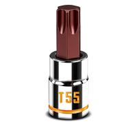 ZHAX T55 Torx Bit Socket 3/8 Inch Drive, Yellow Clear Embossed & Painted Mark Star Socket, Full Polished, Premium S2 Alloy & Cr-V Steel, Made for Repair