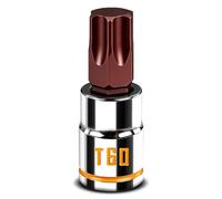 ZHAX T60 Torx Bit Socket 3/8 Inch Drive, Yellow Clear Embossed & Painted Mark Star Socket, Full Polished, Premium S2 Alloy & Cr-V Steel, Made for Repair