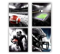 ZHAXFA American Football Sport Canvas Wall Art,Football Art Prints, Rugby Poster, Black White Gym Artwork Print for Bedroom Man Cave Boy's Bedroom Decor,Set of 4 (8"X10", No Frame
