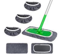 ZHAYAO 3 Pack Reusable Microfiber Mop Pads Compatible with Swiffer Sweeper Mop, Wet and Dry Flat mop Cover, Washable Swiffer Pads for Surface/Hardwood Floor Cleaning (Mop is Not Included)