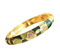 ZHAYUEOP Vintage Bangle, Cloisonné bracelet, Geometric Rhinestone Bangles Multi Color Chinese Ethnic, One Size, Acetate, no gemstone