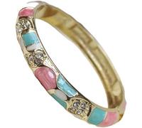 ZHAYUEOP Vintage Bangle, Cloisonne Enamel Geometric Rhinestone Bangles Multi Color Chinese Ethnic Bracelets, One Size, Acetate, no gemstone