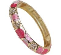 ZHAYUEOP Vintage Bangle, Cloisonne Enamel Geometric Rhinestone Bangles Multi Color Chinese Ethnic Bracelets, One Size, Acetate, no gemstone