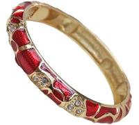 ZHAYUEOP Vintage Bangle, Cloisonne Enamel Geometric Rhinestone Bangles Multi Color Chinese Ethnic Bracelets, One Size, Acetate, no gemstone