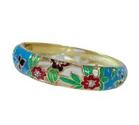 ZHAYUEOP Vintage Bangle, Cloisonne Enamel Hollow Flower Bangles Cuff Bracelets Handcraft Accessories, One Size, Acetate, no gemstone