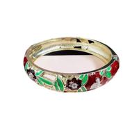 ZHAYUEOP Vintage Bangle, Cloisonne Enamel Hollow Flower Bangles Cuff Bracelets Handcraft Accessories, One Size, Acetate, no gemstone