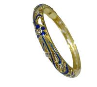 ZHAYUEOP Vintage Bangle, Cloisonne Filigree Lucky Flower Thin Bangles Chinese Enamel Gild Accessories, One Size, Acetate, no gemstone