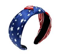 ZHAZHANIU Head bands for women's 4 th of July hair red white and blue accessories american flag bandana knotted headband (Flag stripe, one size)
