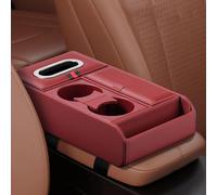 ZhBFJtBD Car Armrest Pad for Volkswagen Caddy 2005-2026 PU Leather with Built-in Cup Holder Soft Center Console Cushion Protector Car Accessories red style B